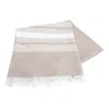 Sobremesa 80" X 60" Hand-woven Tablecloth In Wheat With White Stripes
