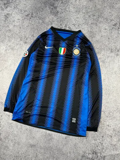 Pre-owned Soccer Jersey Nike Inter Soccer Long Jersey Blokecore Casual Style L In Black/blue