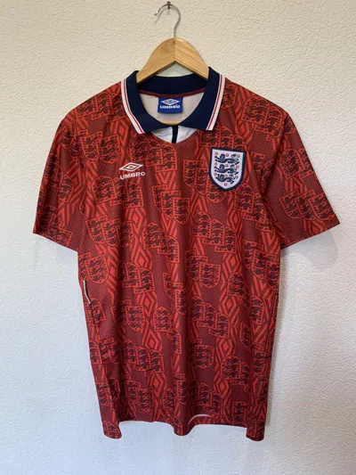 Pre-owned Soccer Jersey X Umbro Blokecore Umbro England Away Kit Soccer Jersey Vintage In Red