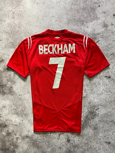 Pre-owned Soccer Jersey X Umbro England Beckham 7 Vintage Football Jersey T-shirt In Red