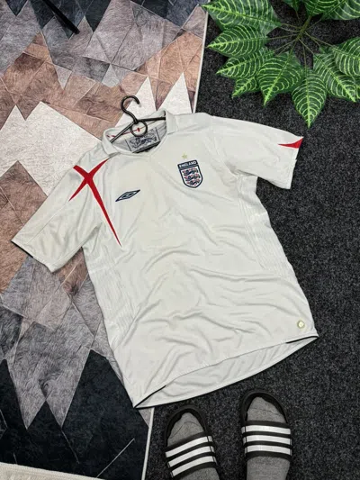 Pre-owned Soccer Jersey X Umbro Soccer Jersey England 2005 2007 Size L Vintage In White
