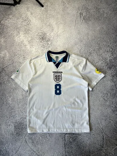 Pre-owned Soccer Jersey X Umbro Vintage Fc England Player Gascoigne Number 8 Soccer Jersey In White