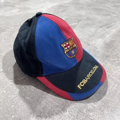 Pre-owned Soccer Jersey X Vintage Cap Small Fc Barcelona Spain Soccer Football Y2k In Black Blue Red