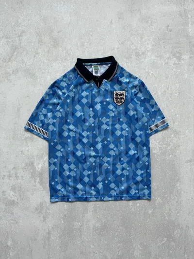 Pre-owned Soccer Jersey X Vintage England National Team Score Draw 1990 Soccer Jersey Shirt In Blue