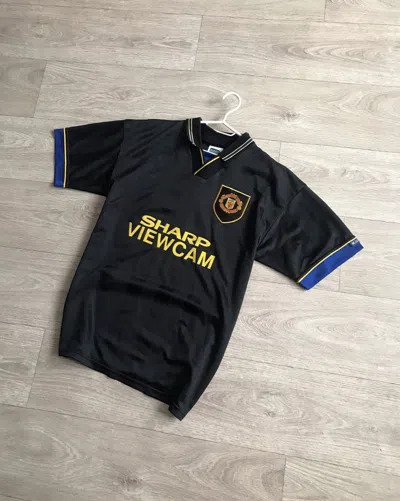 Pre-owned Soccer Jersey X Vintage Manchester United Score Draw 7 Soccer Jersey In Black