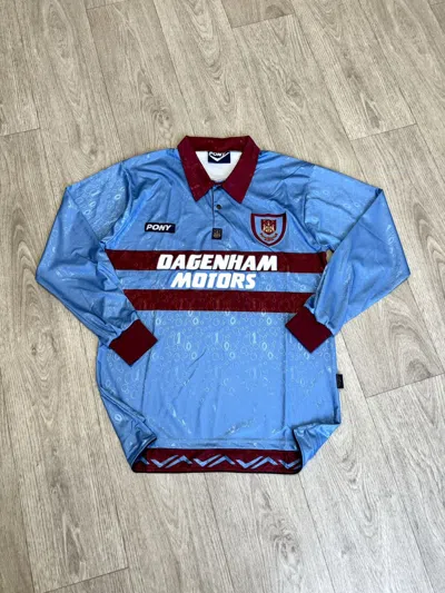 Pre-owned Soccer Jersey X Vintage Pony West Ham United Long Sleeve Soccer Jersey In Blue