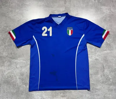 Pre-owned Soccer Jersey X Vintage Tee Soccer Jersey Italy Number 21 Pirlo Y2k Styele In Blue