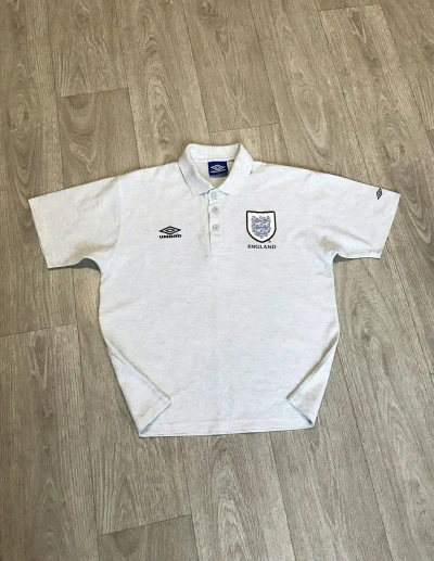 Pre-owned Soccer Jersey X Vintage Umbro England Polo 90's In White