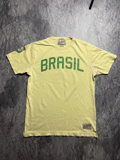 Pre-owned Soccer Jersey X Vintage Y2k Brazil England Italia Brasil Soccer Blokecore Style Tee In Green/yellow