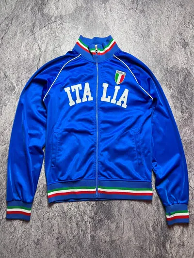 Pre-owned Soccer Jersey X Vintage Y2k Italia England Soccer Blokecore Style Track Jacket In Blue