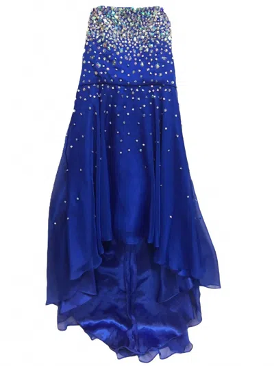 Social Occasions By Mon Cheri Kids' Lexie Mon Cheri Tween Blue Jeweled Dress In Royal Blue