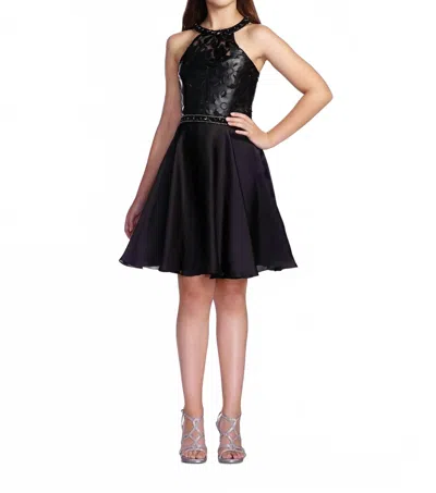 Social Occasions By Mon Cheri Kids' Lexie Mon Cheri Tween Floral Applique Dress Black