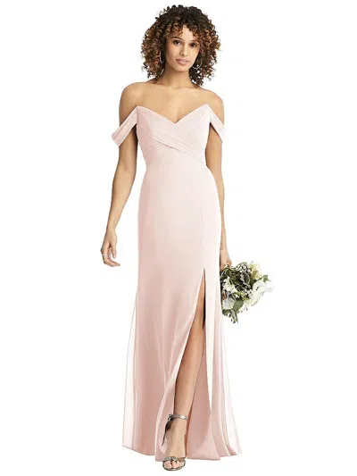 Social Off-the-shoulder Criss Cross Bodice Trumpet Gown In Pink