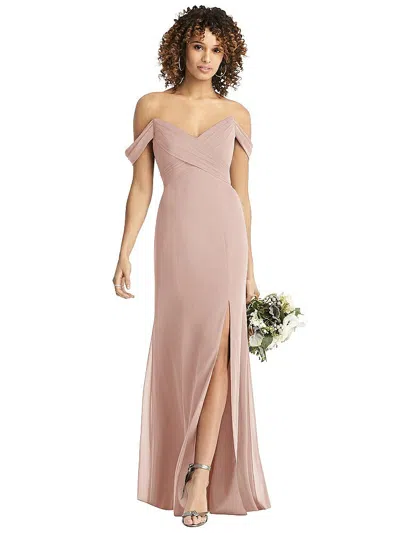 Social Off-the-shoulder Criss Cross Bodice Trumpet Gown In Pink