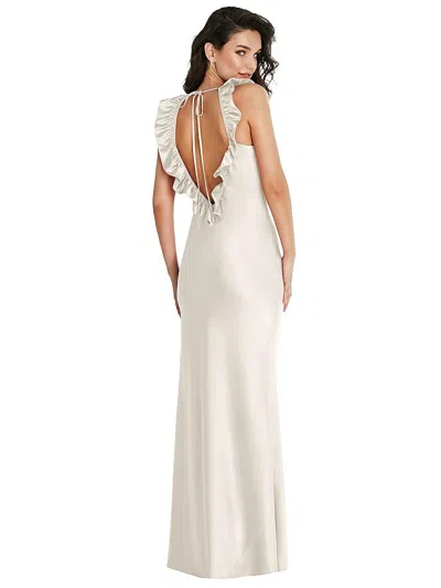 Social Ruffle Trimmed Open-back Maxi Slip Dress