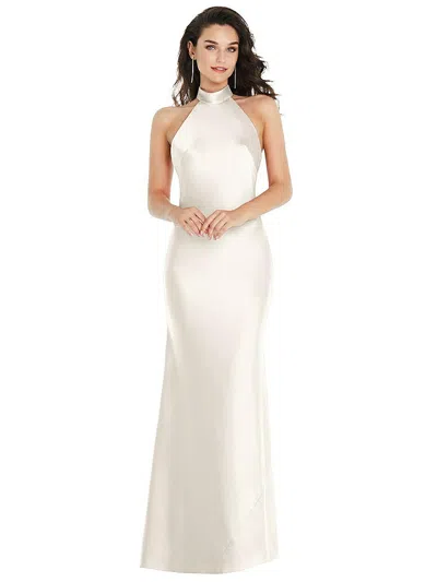 Social Scarf Tie High-neck Halter Maxi Slip Dress In White