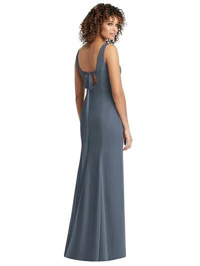 Social Sleeveless Tie Back Chiffon Trumpet Gown In Blue