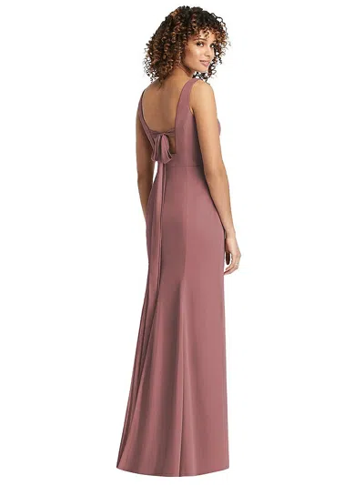 Social Sleeveless Tie Back Chiffon Trumpet Gown In Pink