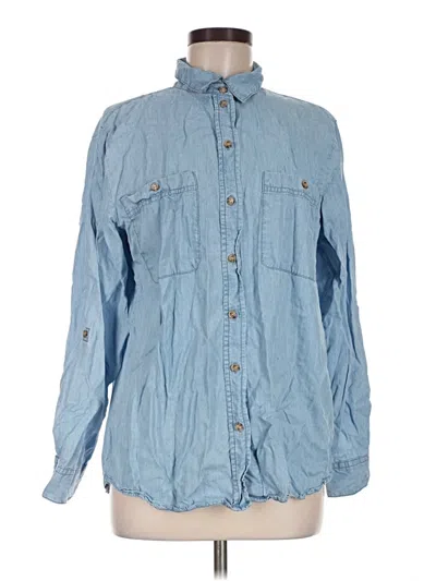 Pre-owned Social Standard By Sanctuary Long Sleeve Button Down Shirt In Blue