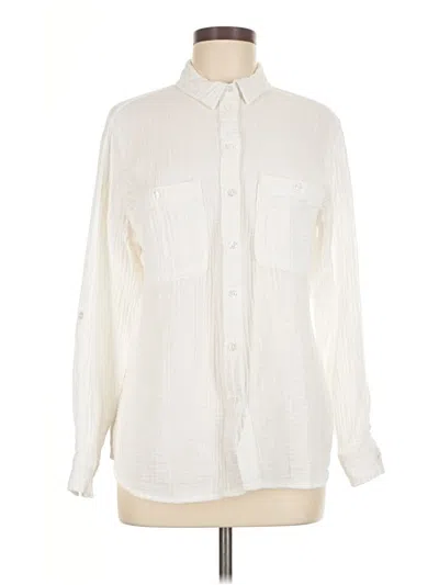 Pre-owned Social Standard By Sanctuary Long Sleeve Button Down Shirt In White