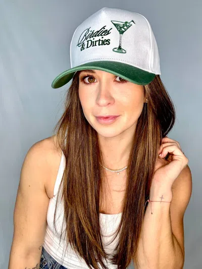 Social Statement Birdies & Dirties Cap In White & Green In Multi
