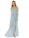 SOCIAL STRAPLESS DRAPED BODICE MAXI DRESS WITH FRONT SLITS
