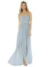 Social Strapless Draped Bodice Maxi Dress With Front Slits In Grey