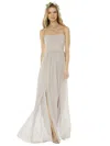 Social Strapless Draped Bodice Maxi Dress With Front Slits In White