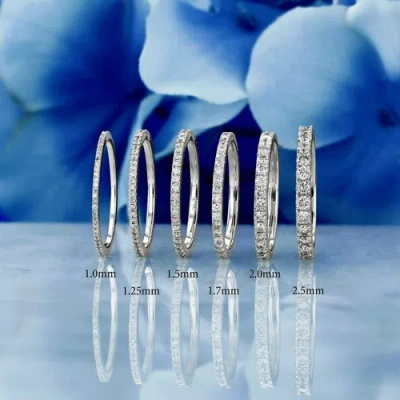 Pre-owned Social Value 14k Solid Gold Genuine Diamond Full Eternity Band Wedding Band Ring For Women