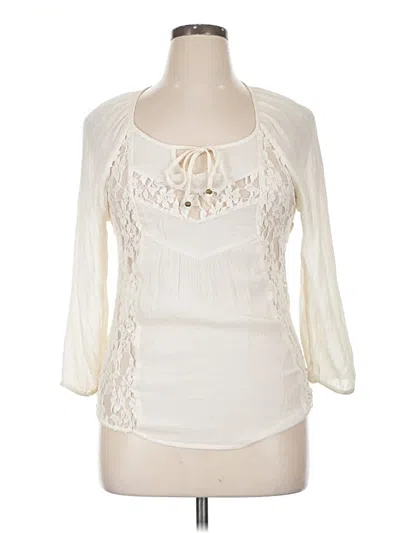 Pre-owned Socialite 3/4 Sleeve Top Ivory Sweetheart Neckline Tops In White