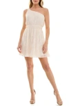 Socialite Asummetric One-shoulder Chiffon Minidress In Ivory
