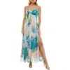 Socialite Asymmetric Metallic Chiffon Gown