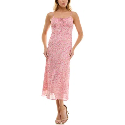 Socialite Bias Cut Midi Sundress In Pink