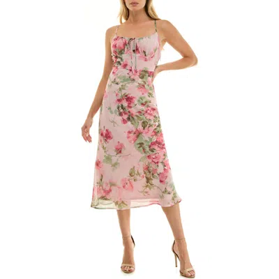 Socialite Bias Cut Midi Sundress In Multi