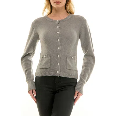Socialite Button Front Cardigan In Gray