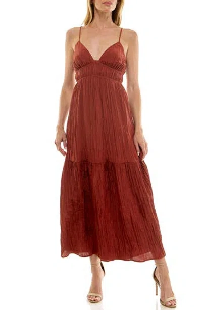 Socialite Cami Empire Waist Tiered Maxi Dress In Brown