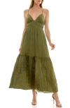 Socialite Cami Empire Waist Tiered Maxi Dress In Green