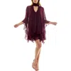 Socialite Capelet Chiffon Dress In Purple