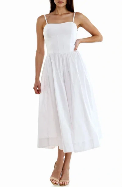 Socialite Corset Detail Sleeveless Midi Dress In White