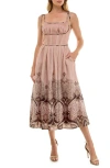 Socialite Corset Midi Sundress In Brown