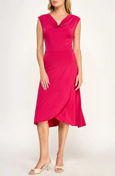 Socialite Cowl Neck Midi Dress In Cherries Jubilee