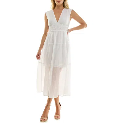 Socialite Crinkle Woven Semisheer Midi Dress In Multi