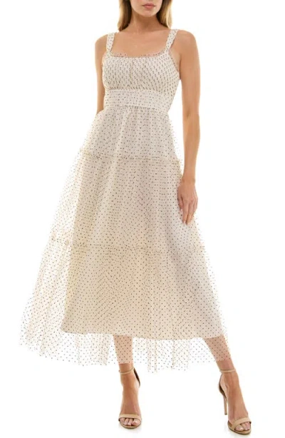 Socialite Dot Mesh Empire Waist Gown