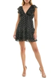 Socialite Double Ruffle Metallic Minidress In Green
