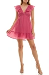 Socialite Double V Ruffle Minidress In Red