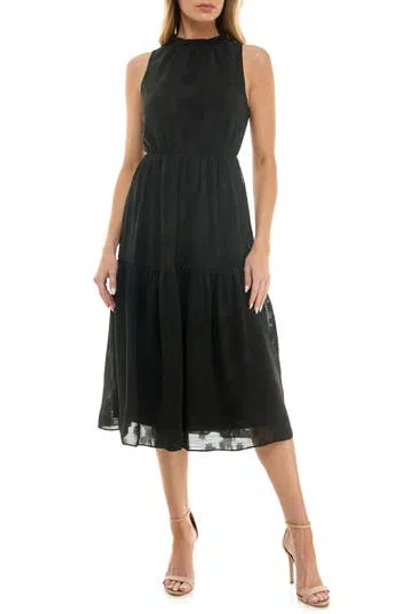 Socialite Embroidered Midi Dress In Black
