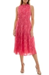 Socialite Embroidered Midi Dress In Red