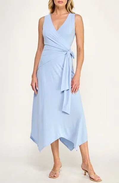 Socialite Handkerchief Wrap Midi Dress In Kentucky Blue