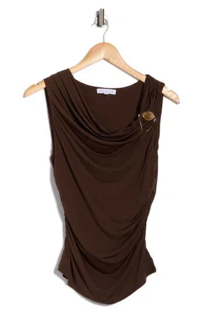 Socialite Hardware Ruched Top In Brown