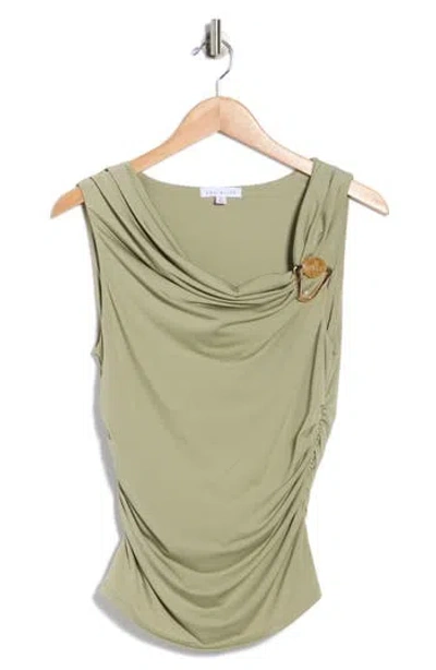 Socialite Hardware Ruched Top In Green